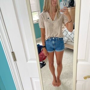 Abercrombie & fitch Tan Polka Dot Button-Up Blouse